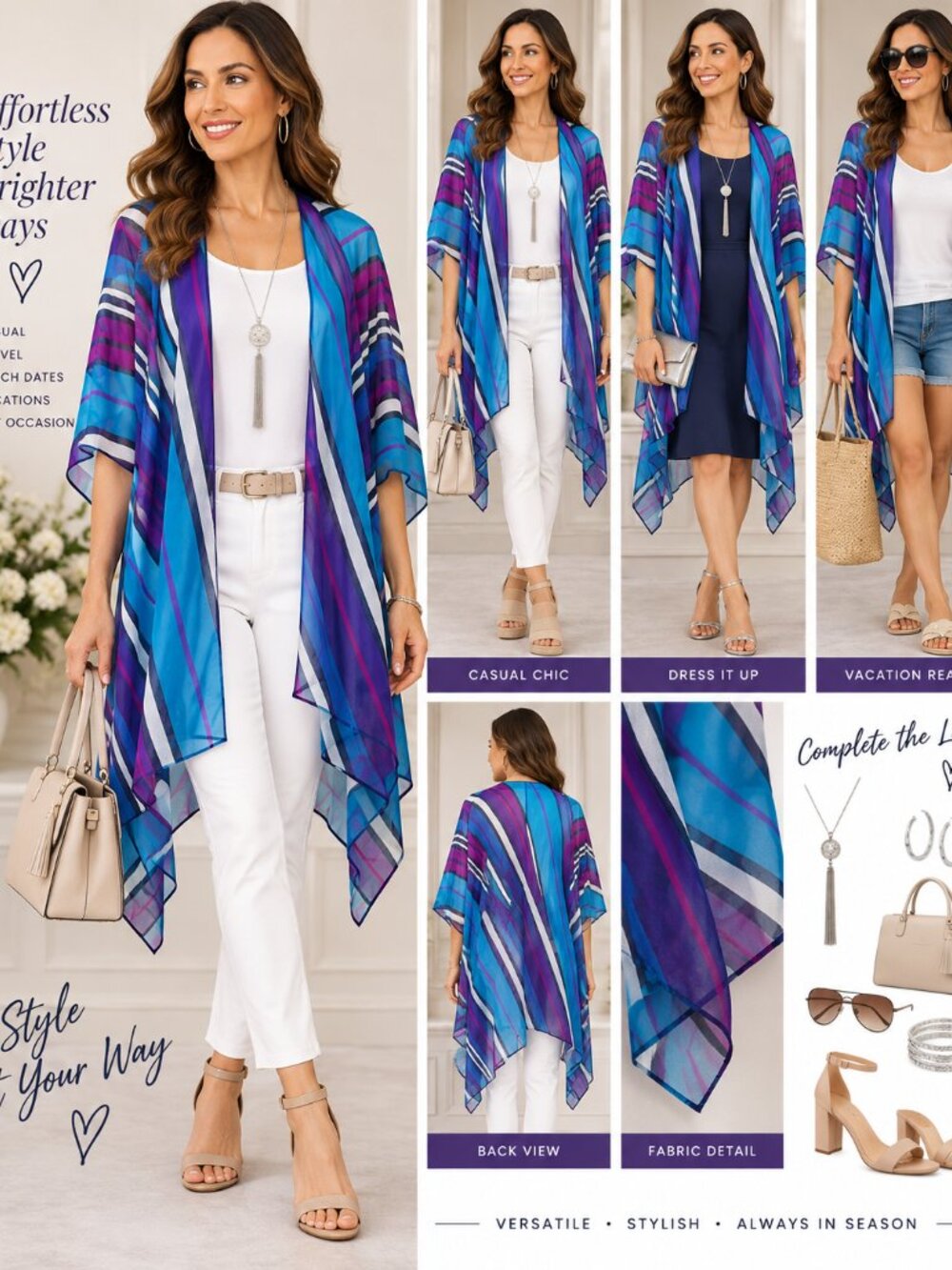 Lane Bryant Colorful Striped Open-Front Cardigan – Size 16W
